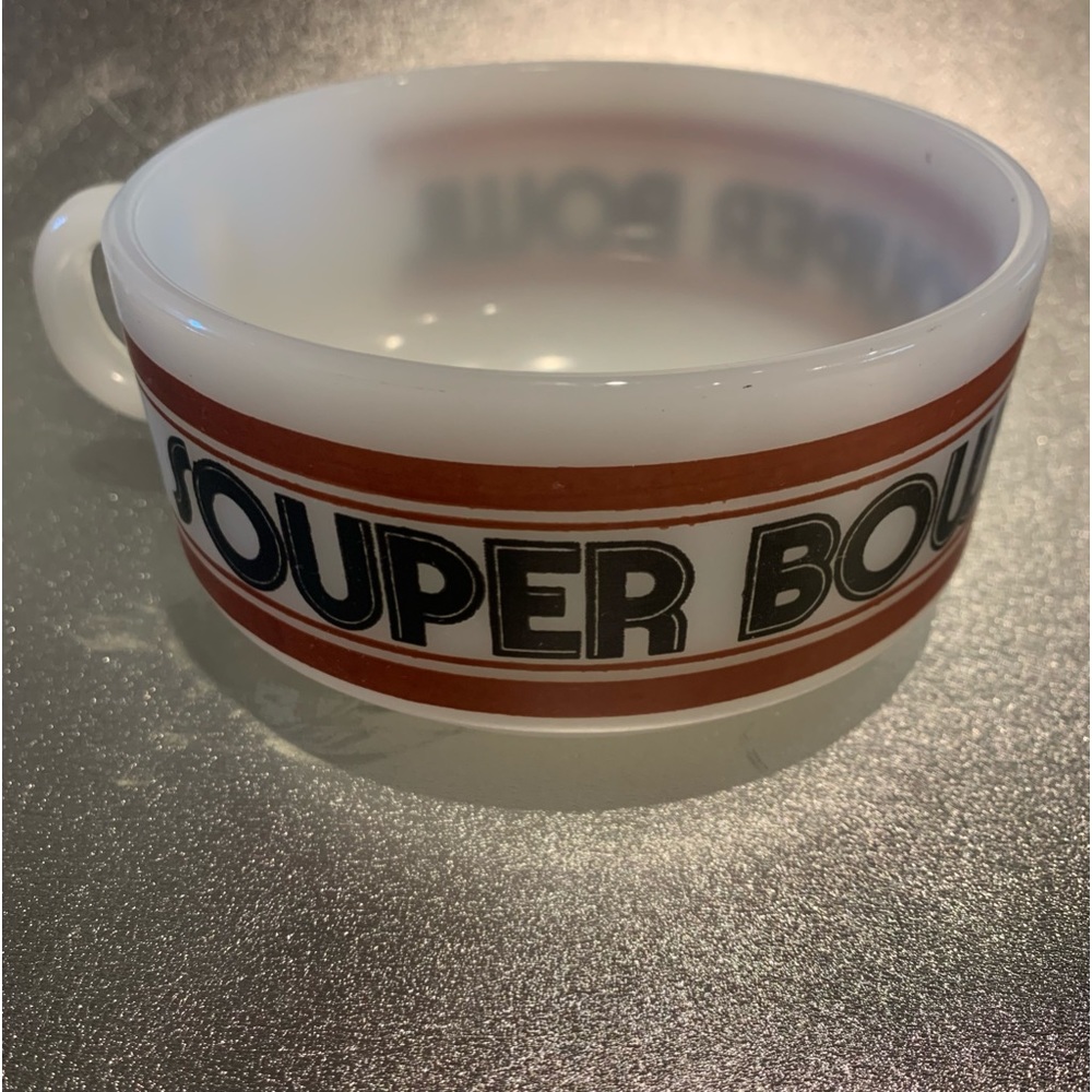 Vintage Glasbake Soup Bowl Mug Souper Bowl Chili Cereal Milkglass MCM 14 Oz - Picture 4 of 12